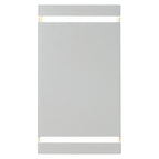 A rectangular, flat, satin-finished metal panel—the La Vida Bi-Directional Outdoor LED Wall Mount by Access Lighting—features two evenly spaced horizontal bars at the top and bottom, with small gaps in each corner.