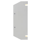 La Vida Bi-Directional Outdoor LED Wall Mount by Access Lighting in Satin, 5.5″ size, featuring a rectangular metal panel with two screws, a beveled top edge, and two rectangular cutouts on the right side, shown isolated on a white background.