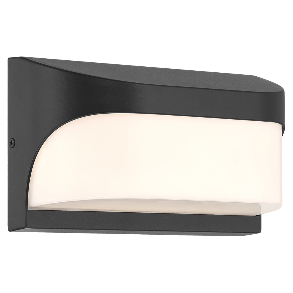 The Laguna Outdoor LED Wall Mount by Access Lighting features a rectangular black design with a frosted white light diffuser, perfectly suited for minimalist modern décor.