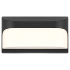 The Access Lighting Laguna Outdoor LED Wall Mount in black features a rectangular design with a frosted white center panel, suitable for both indoor and outdoor use.