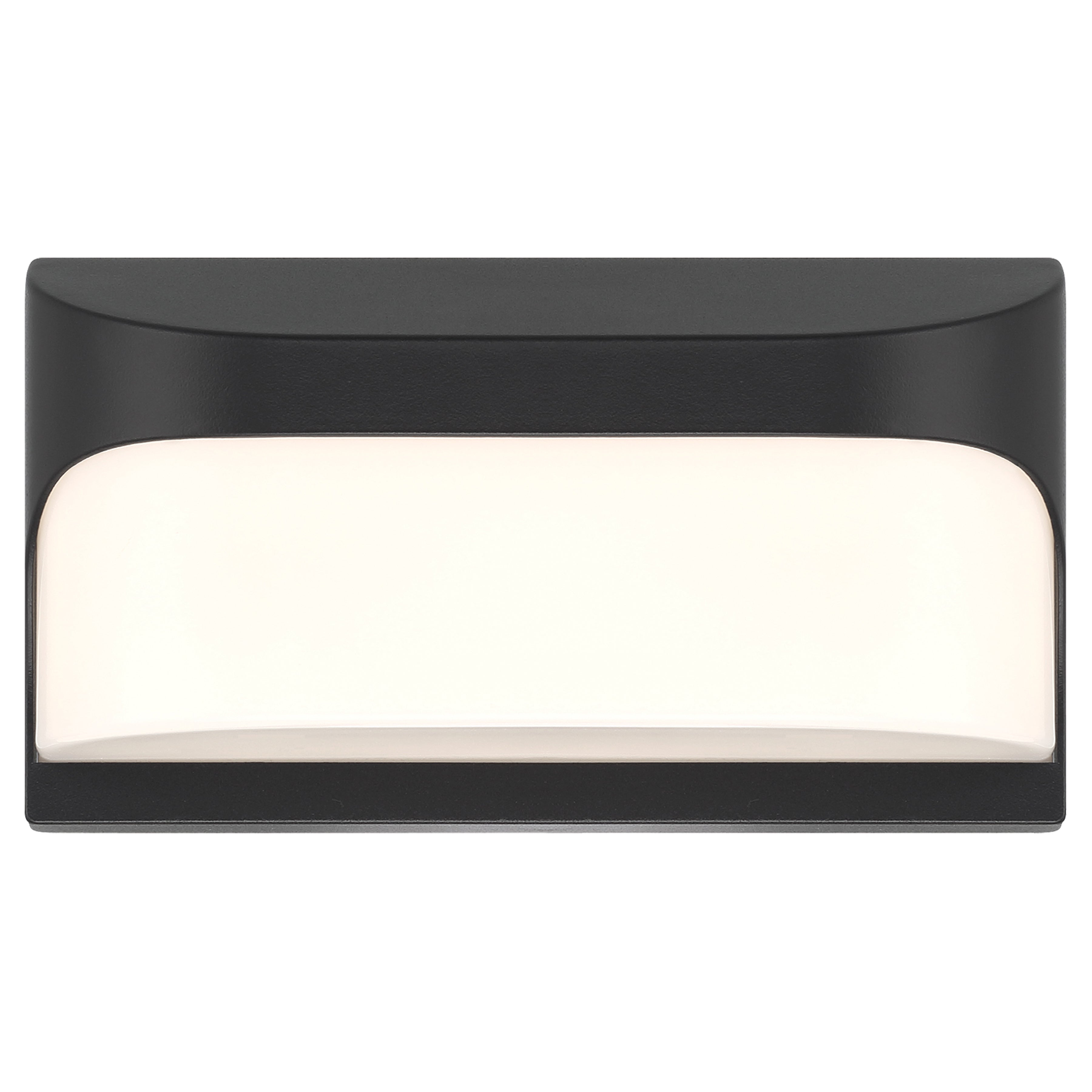 The Access Lighting Laguna Outdoor LED Wall Mount in black features a rectangular design with a frosted white center panel, suitable for both indoor and outdoor use.