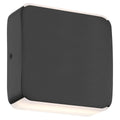 The Newport Bi-Directional Outdoor LED Wall Mount by Access Lighting features a square black design with softly rounded edges, emitting diffused white light from both the top and bottom.
