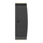 A front view of the Access Lighting Newport Bi-Directional Outdoor LED Wall Mount in black, featuring a curved rectangular design with illuminated edges.