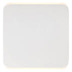 A square white Newport Bi-Directional Outdoor LED Wall Mount by Access Lighting, featuring rounded corners and subtle edge lighting, viewed from above.