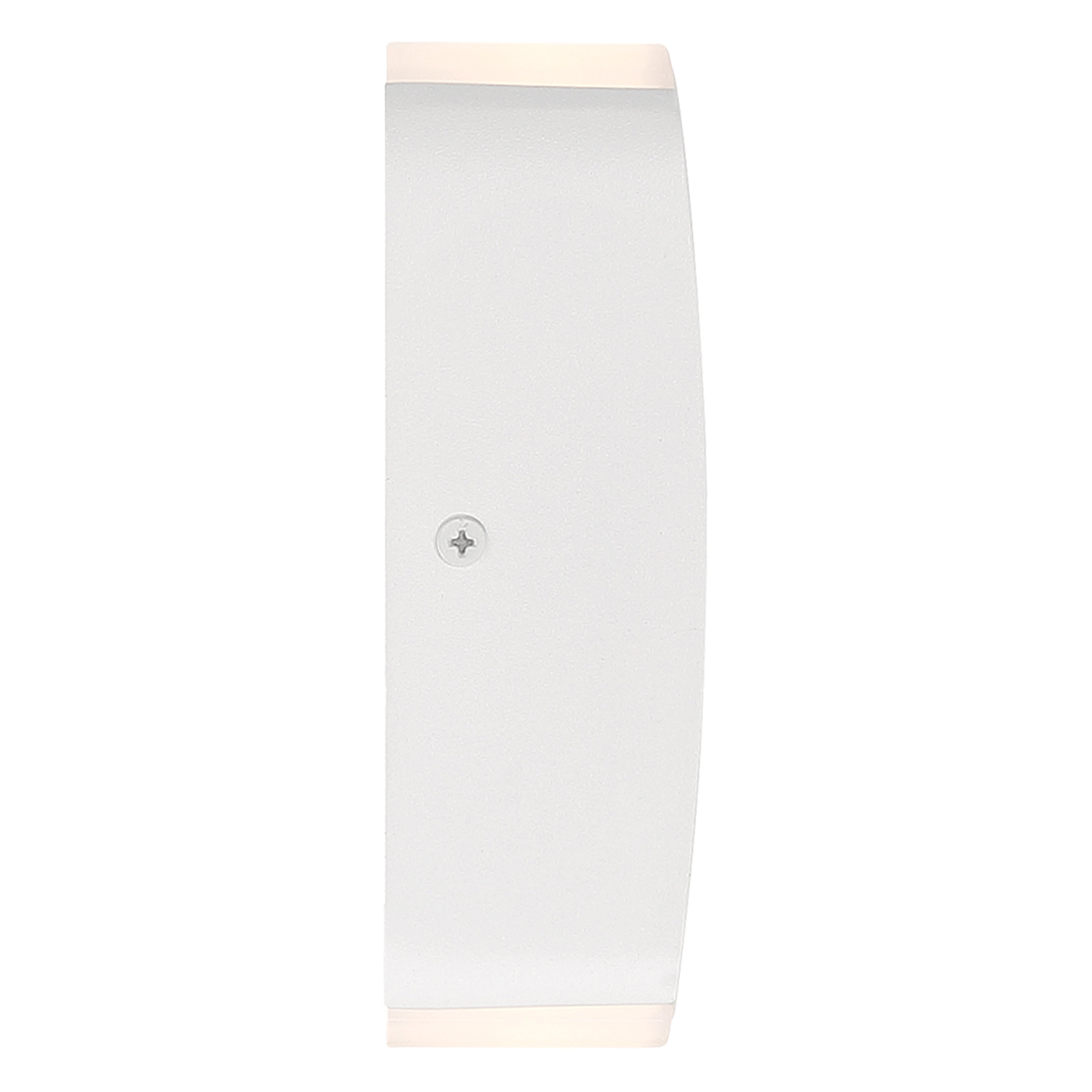 The Newport Bi-Directional Outdoor LED Wall Mount by Access Lighting features a white, slightly curved rectangular design that illuminates both the top and bottom edges.