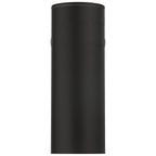 A sleek, black Matira 1 Light Outdoor LED Wall Mount by Access Lighting (model 20148LEDDMGLP) with a smooth matte finish and cylindrical design, featuring a removable lid and displayed against a white background.