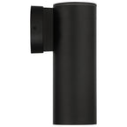 The Matira 1 Light Outdoor LED Wall Mount by Access Lighting (20148LEDDMGLP) is a black cylindrical fixture, displayed in a side profile against a white background.