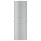 Matira Dual Bi-Directional Outdoor LED Wall Mount by Access Lighting, featuring a sleek cylindrical shape with a satin matte finish and a central seam, displayed against a plain white background.