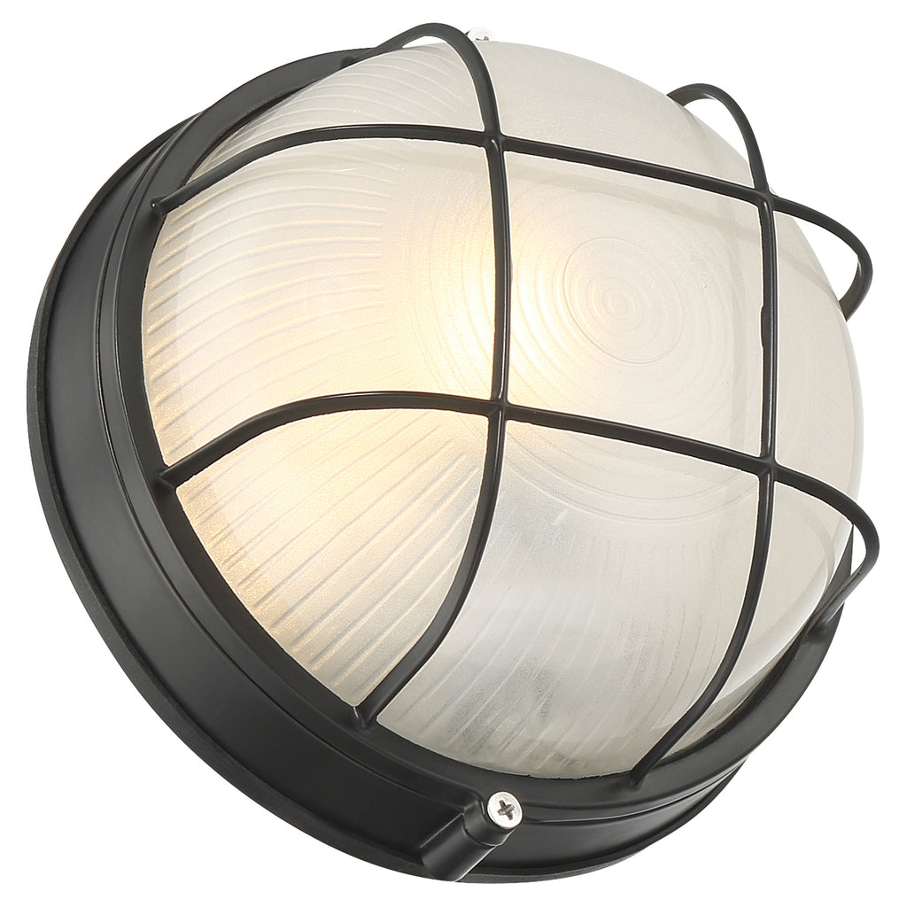 Nauticus Round Dual Mount 1 Light Outdoor LED Bulkhead, Black (20196LEDDMGLP)