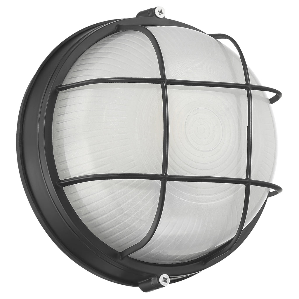 Nauticus Round Dual Mount 1 Light Outdoor LED Bulkhead, Black (20196LEDDMGLP)