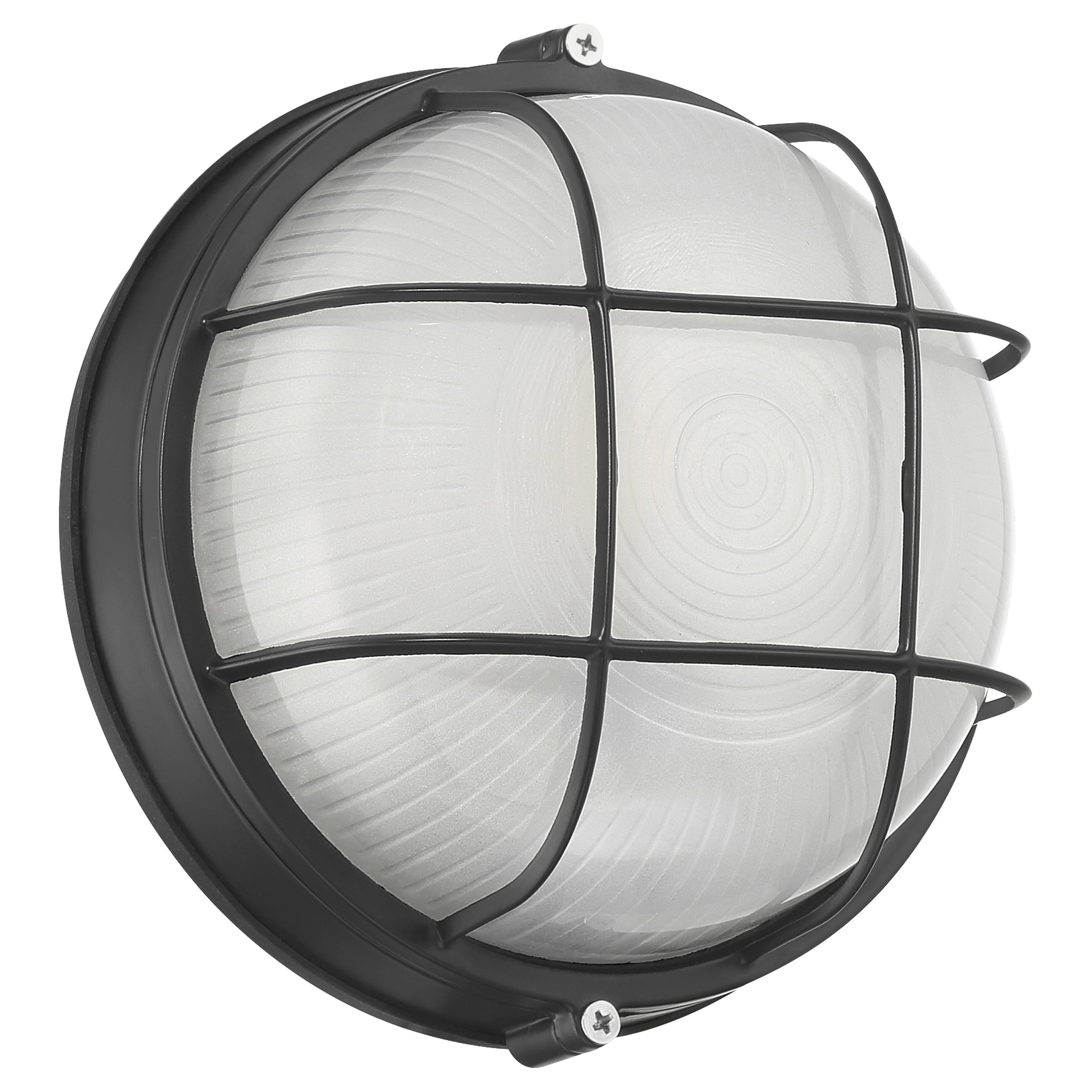 Nauticus Round Dual Mount 1 Light Outdoor LED Bulkhead, Black (20196LEDDMGLP)