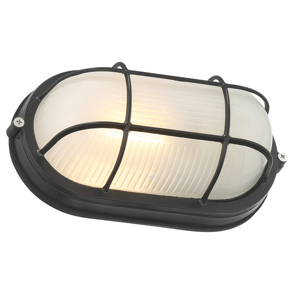 Nauticus Dual Mount 1 Light Outdoor Bulkhead, Black / 8.25" / 60W