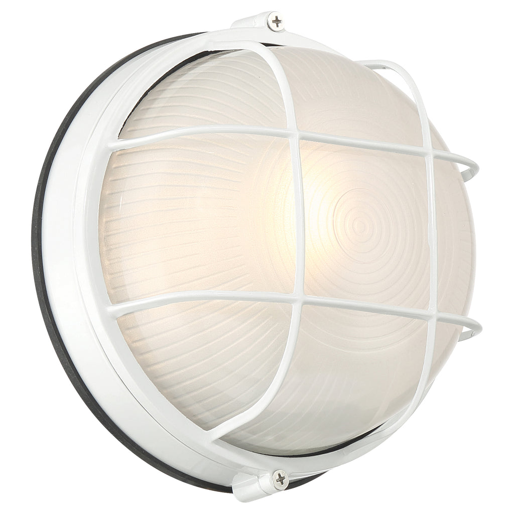 Nauticus Round Dual Mount 1 Light Outdoor Bulkhead, White (20294)
