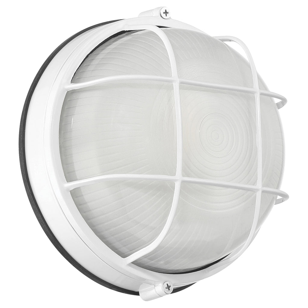 Nauticus Round Dual Mount 1 Light Outdoor Bulkhead, White (20294)