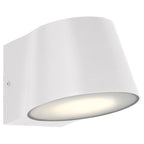 The Access Lighting Ry Bi-Directional Outdoor LED Wall Mount in white features a modern, curved design with bi-directional illumination for stylish wall-mounted lighting.