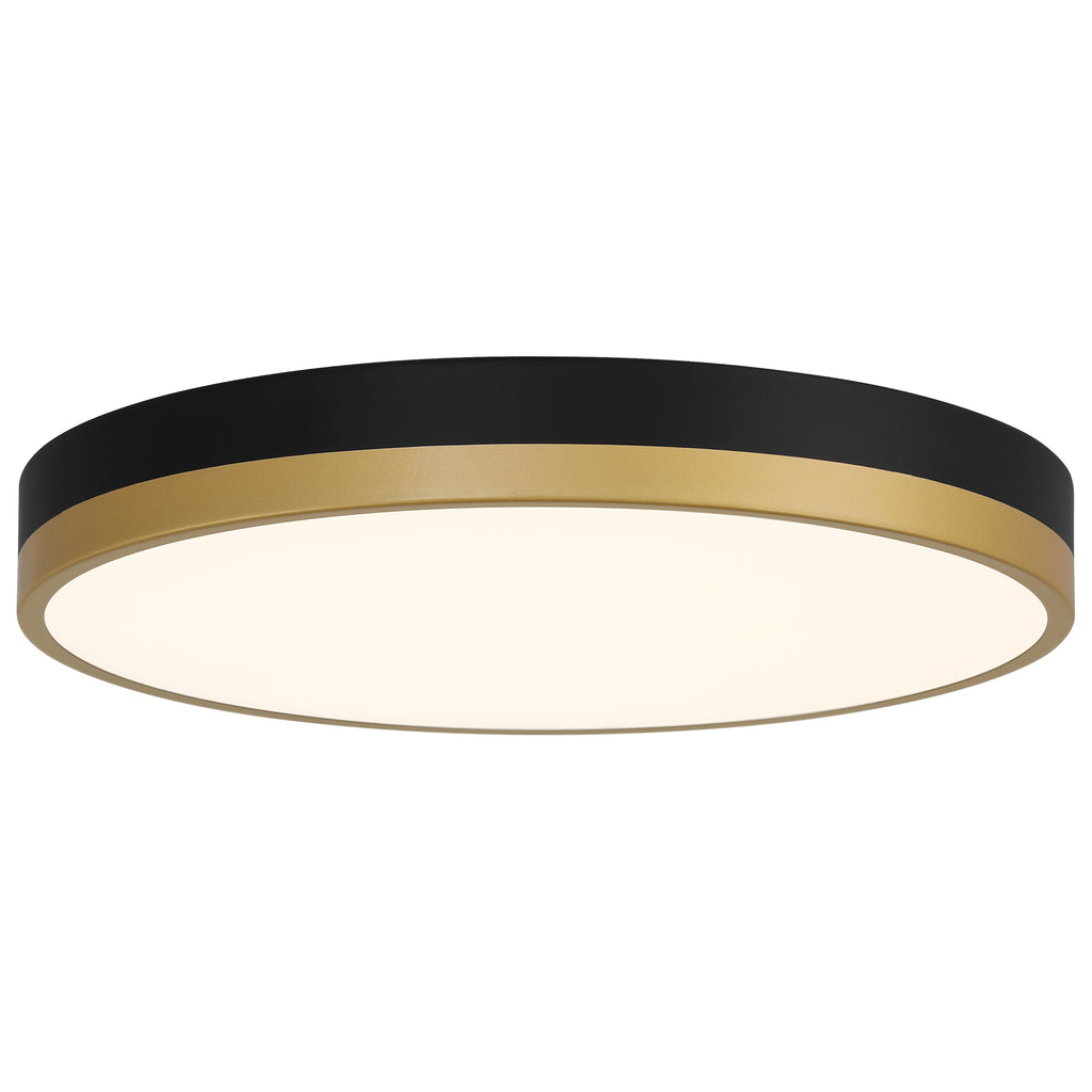 Coco LED Flush Mount, Black with Antique Brushed Brass