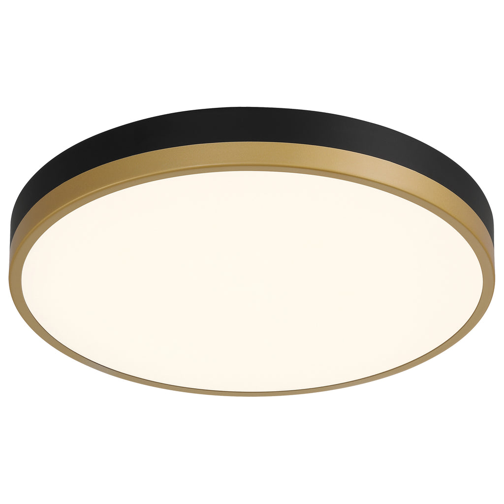 Coco LED Flush Mount, Black with Antique Brushed Brass
