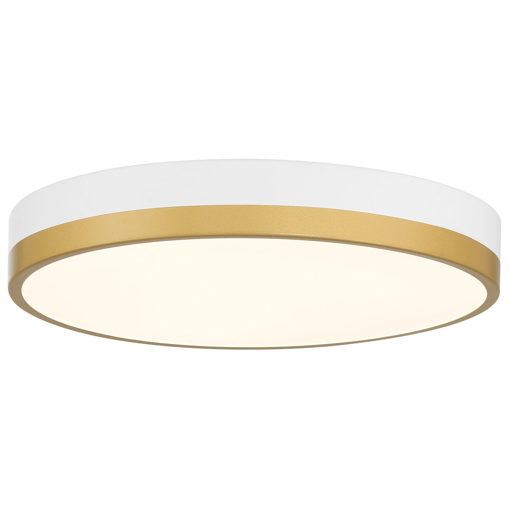 Coco LED Flush Mount, White with Antique Brushed Brass