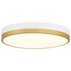 Coco LED Flush Mount, White with Antique Brushed Brass