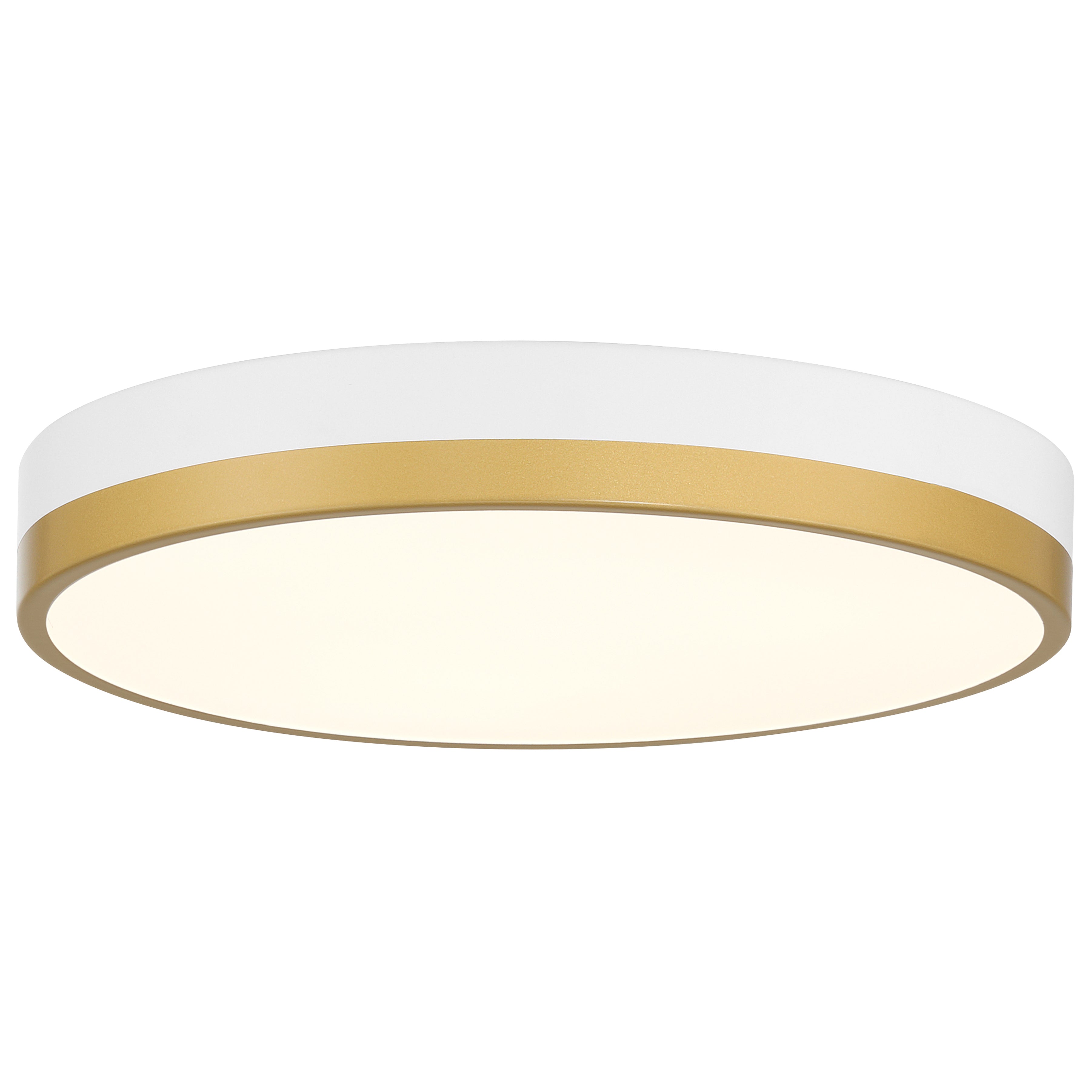 Coco LED Flush Mount, White with Antique Brushed Brass