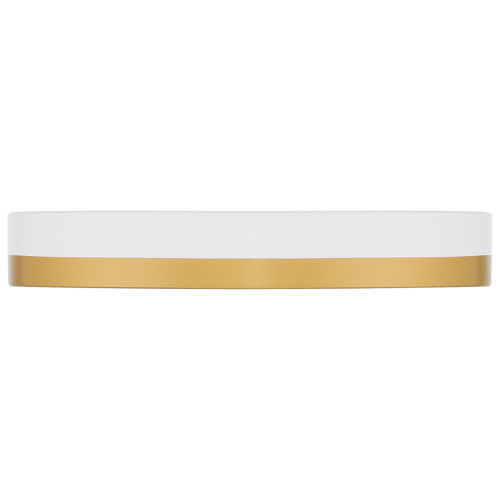 Coco LED Flush Mount, White with Antique Brushed Brass
