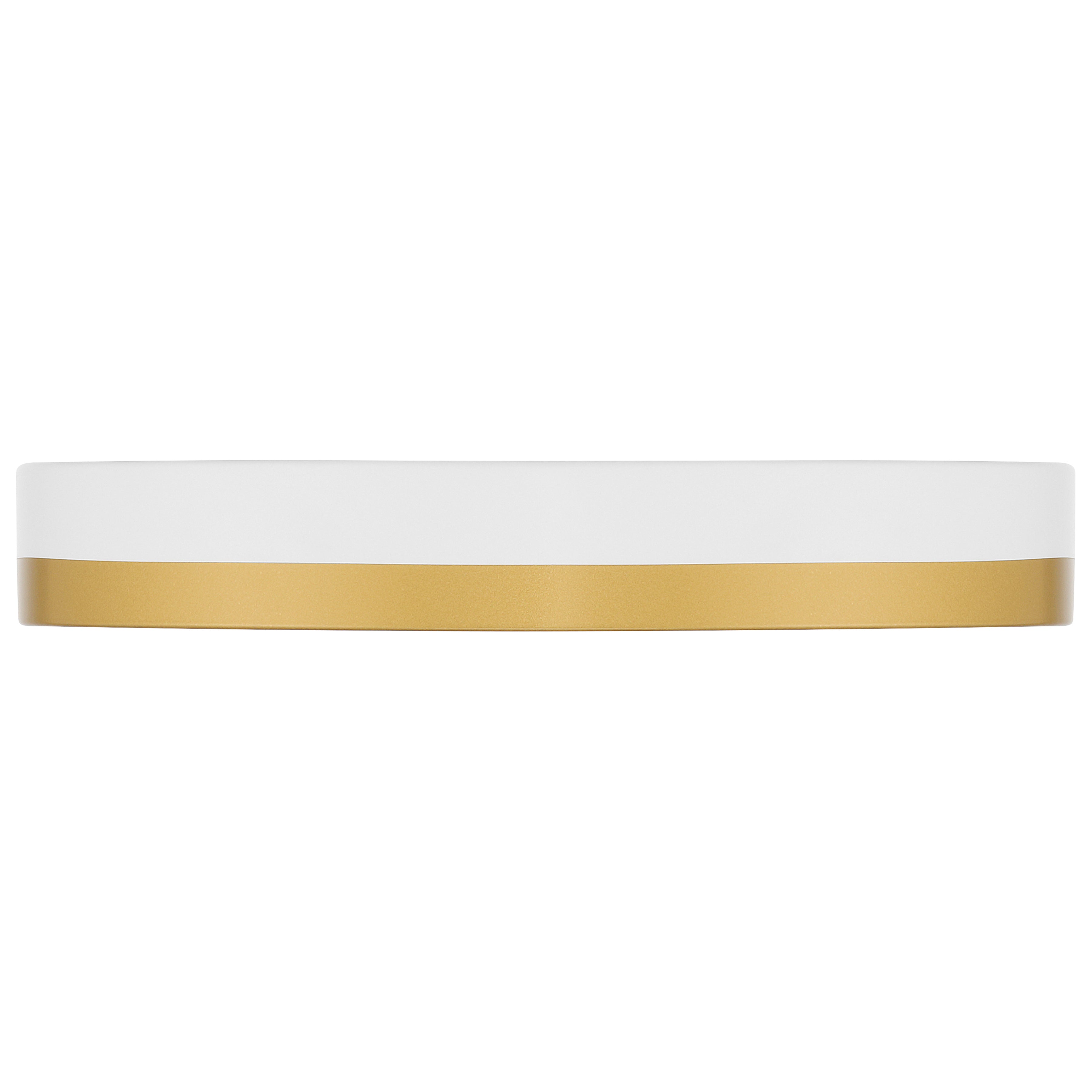 Coco LED Flush Mount, White with Antique Brushed Brass
