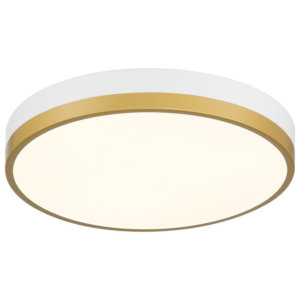 Coco LED Flush Mount, White with Antique Brushed Brass