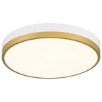 Coco LED Flush Mount, White with Antique Brushed Brass
