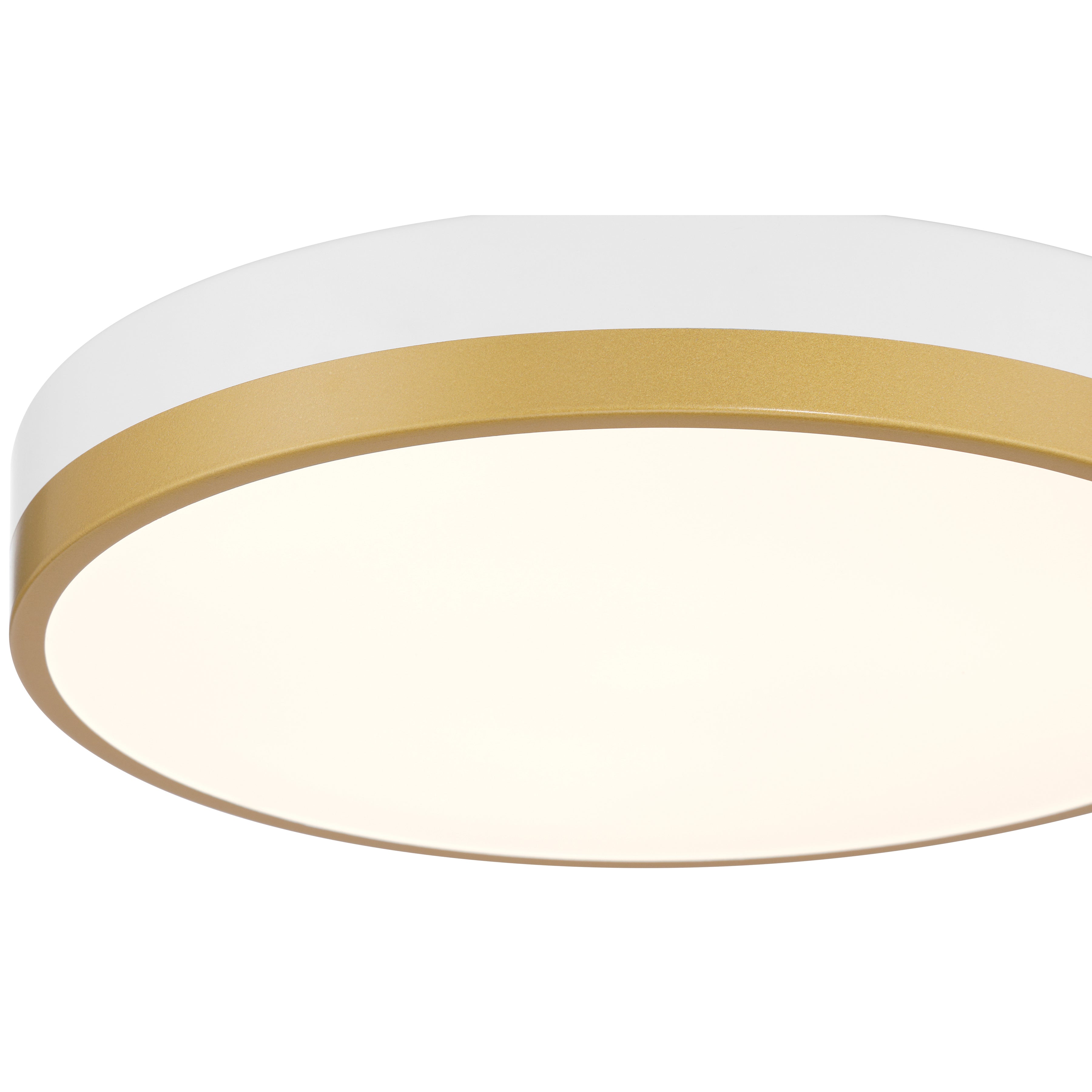 Coco LED Flush Mount, White with Antique Brushed Brass