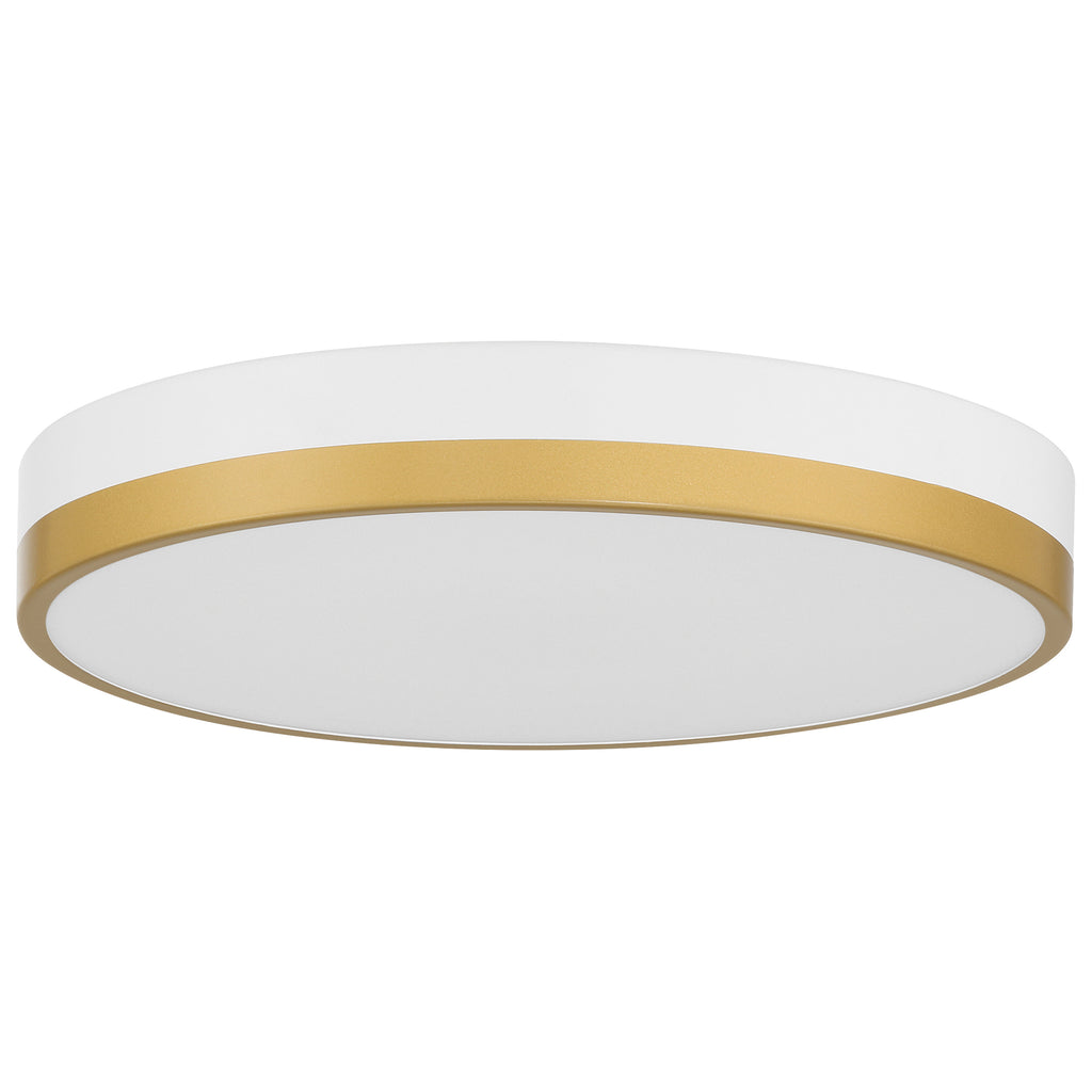 Coco LED Flush Mount, White with Antique Brushed Brass