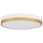 Coco LED Flush Mount, White with Antique Brushed Brass