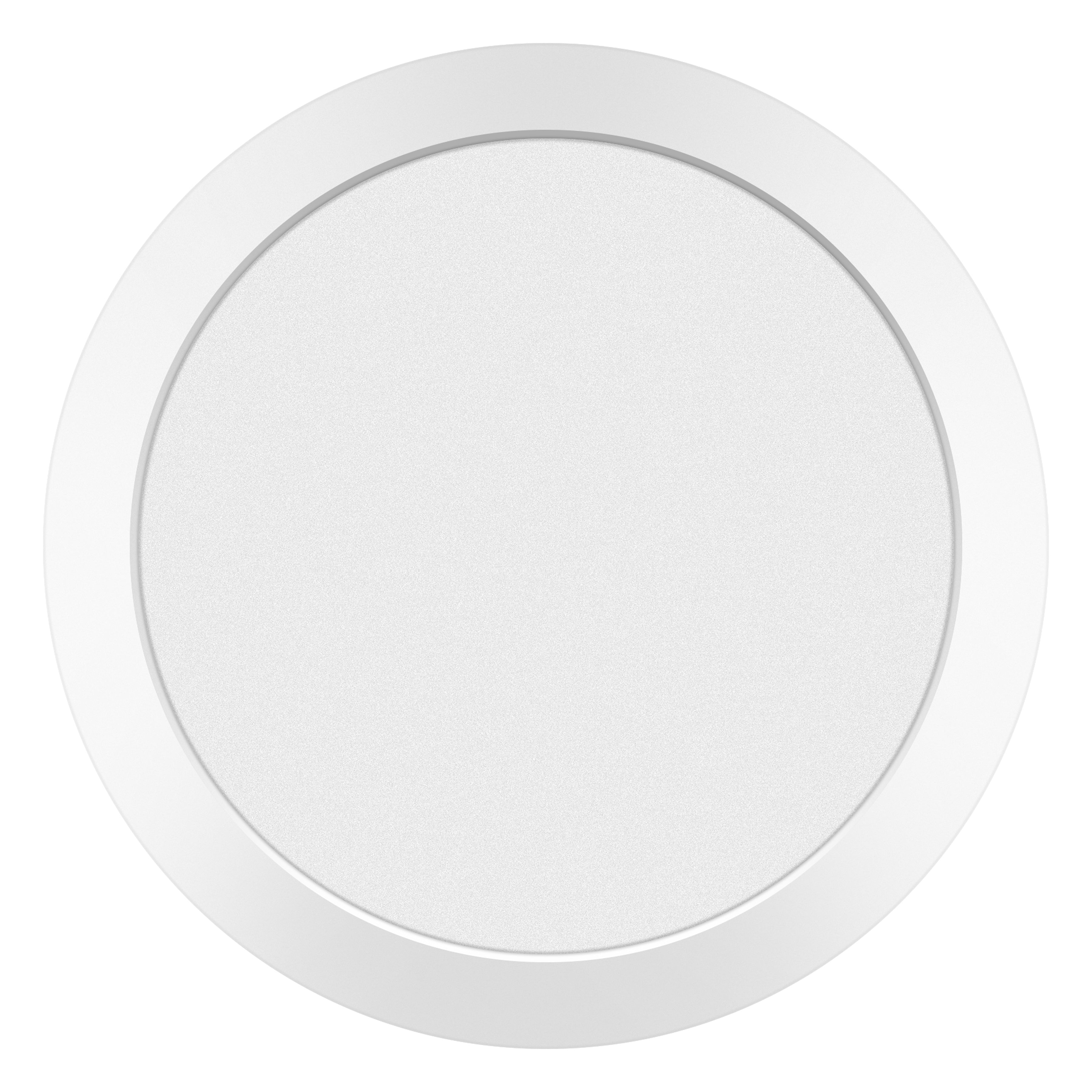 A round, flat ModPLUS LED Flush Mount by Access Lighting in white, 7″ diameter, viewed from above against a white background.