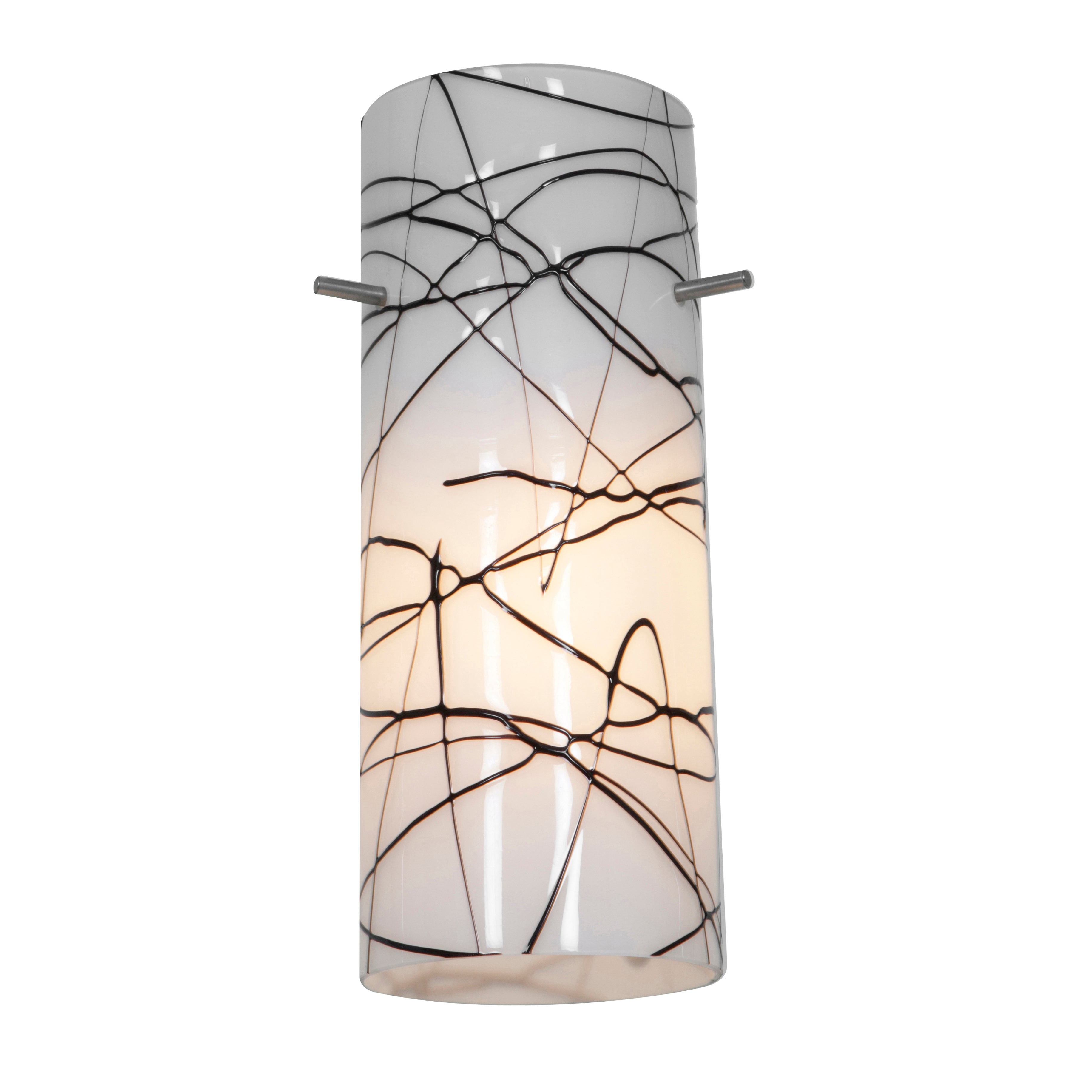 Cylinder Pendant Glass Shade, Black and White Glass