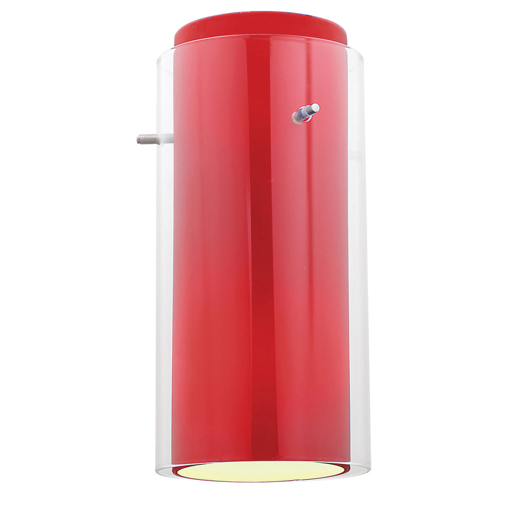Access Lighting Glass`n Glass Cylinder Shade, Clear Red Glass