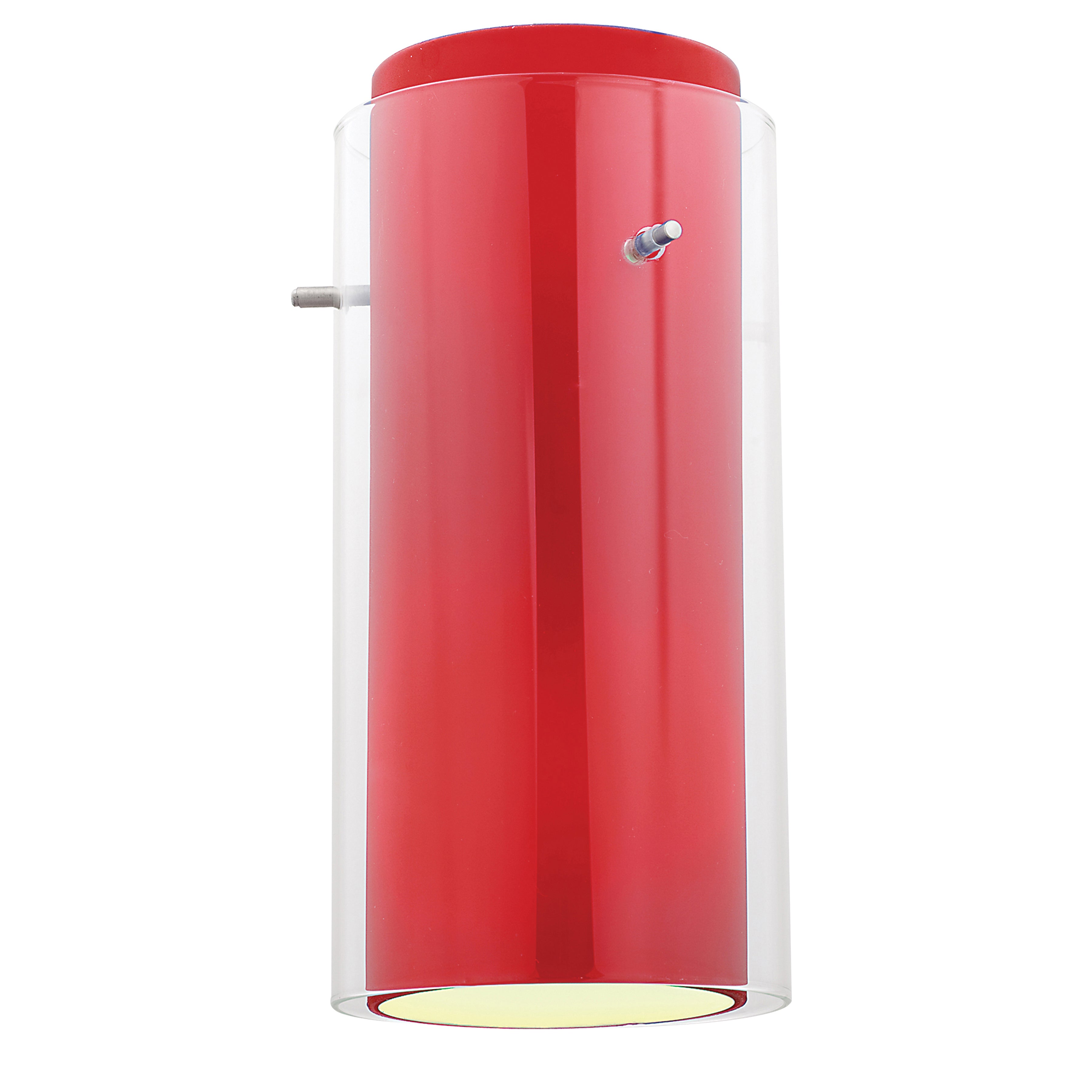 Glass`n Glass Cylinder Shade, Clear Red Glass
