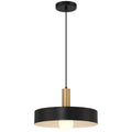 Slate 1 Light Pendant, Black with Antique Brushed Brass