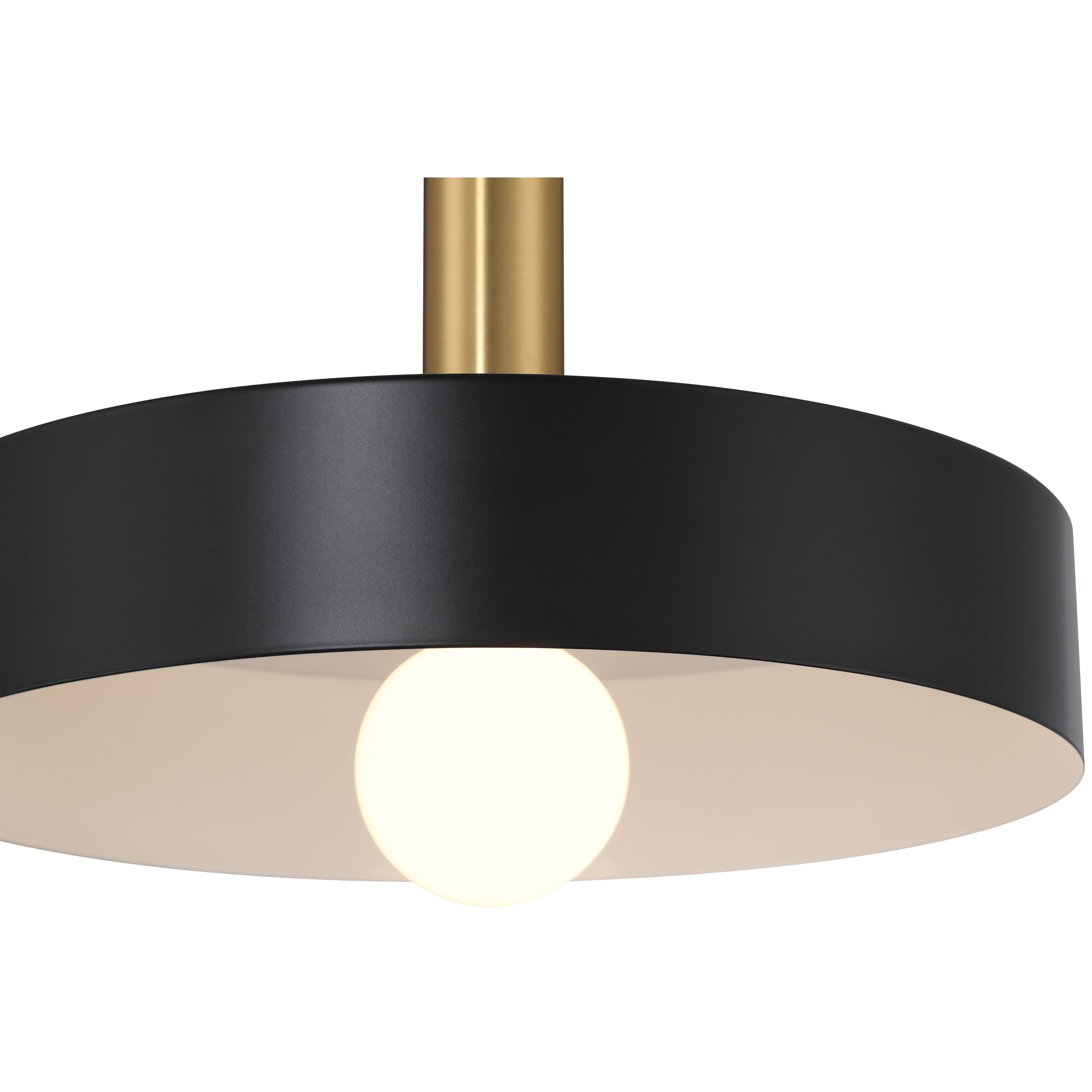 Slate 1 Light Pendant, Black with Antique Brushed Brass