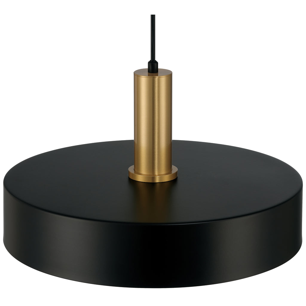 Slate 1 Light Pendant, Black with Antique Brushed Brass