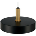 Slate 1 Light Pendant, Black with Antique Brushed Brass