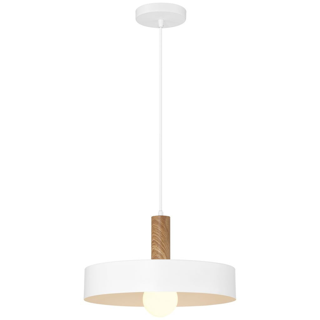 Slate 1 Light Pendant, White with Wood Grain