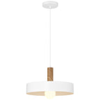 Slate 1 Light Pendant, White with Wood Grain