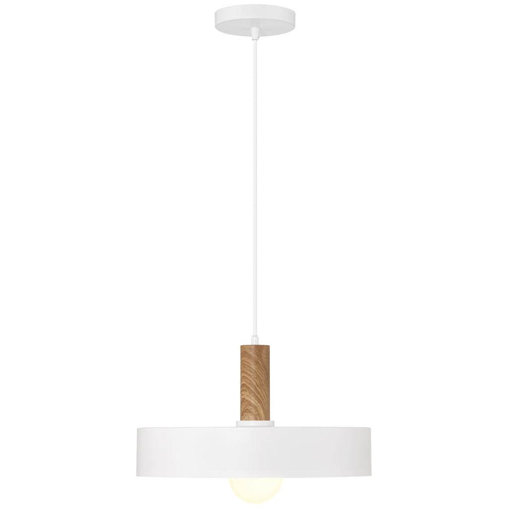 Slate 1 Light Pendant, White with Wood Grain