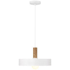 Slate 1 Light Pendant, White with Wood Grain