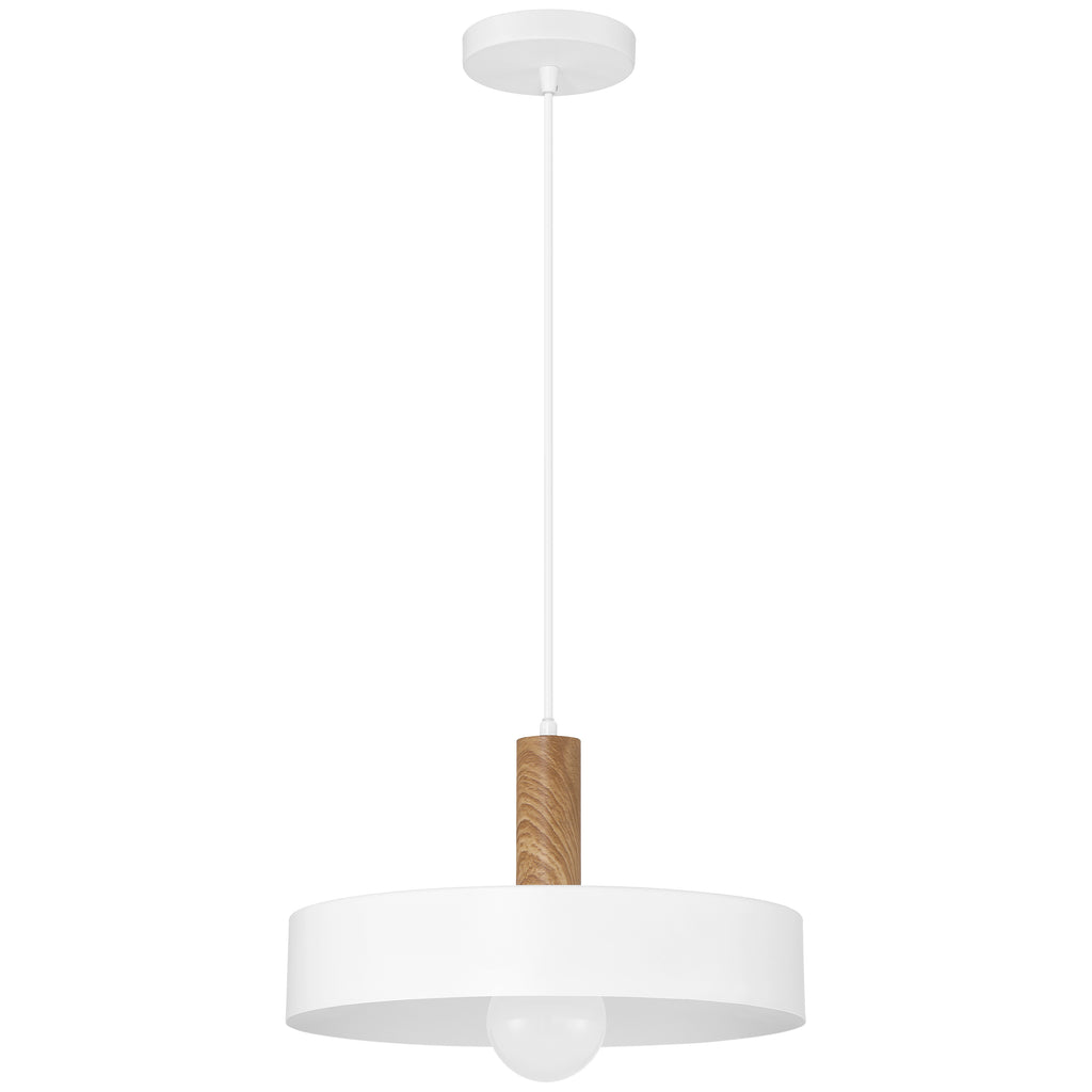 Slate 1 Light Pendant, White with Wood Grain