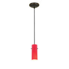 The Access Lighting Cylinder Pendant (28030-1C-ORB/RED) is a ceiling-mounted light featuring a cylindrical red shade suspended from a black cord.