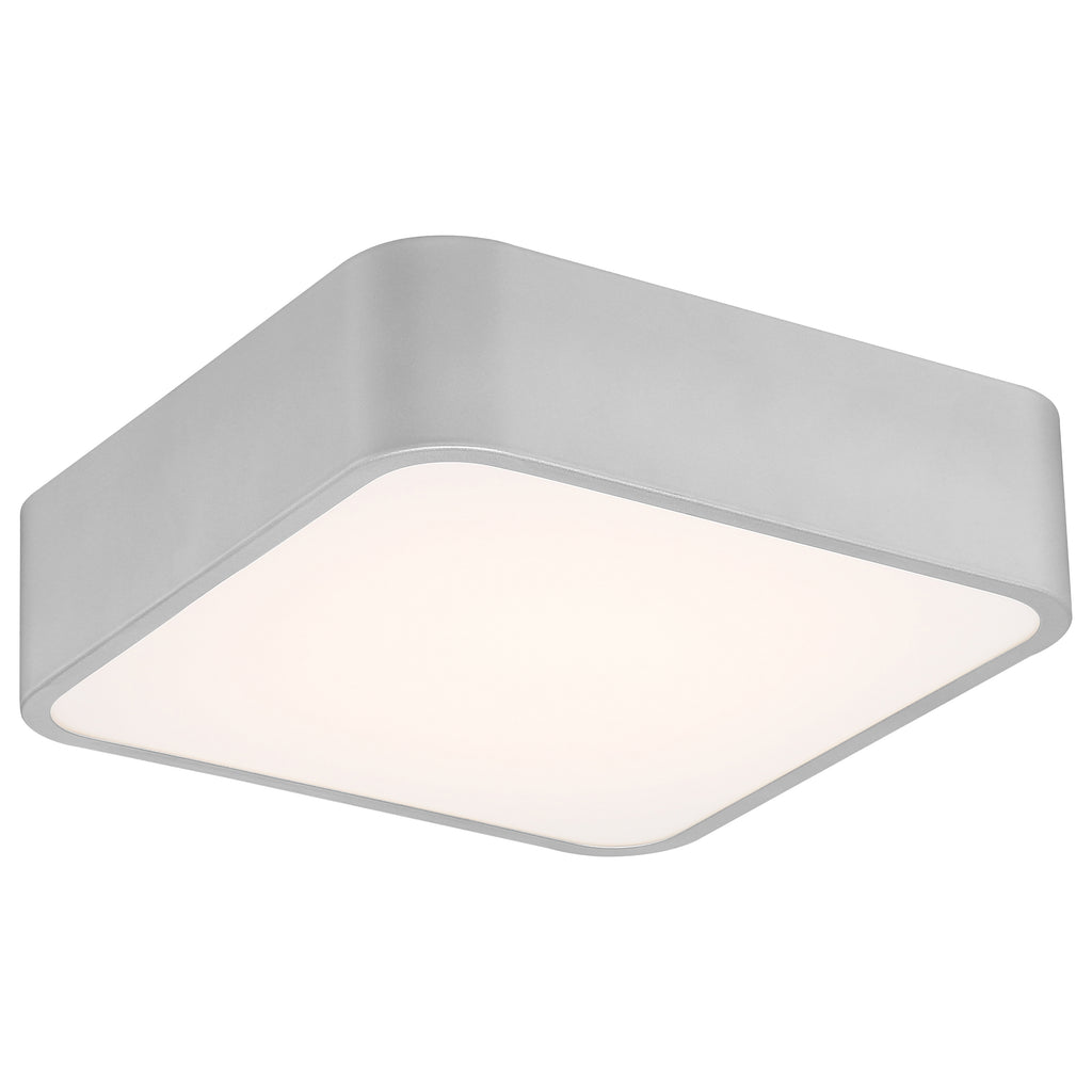 The Granada LED Flush Mount by Access Lighting, featuring a satin finish and a 12″ square design with a white diffused cover, is photographed against a plain white background.