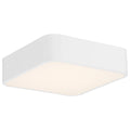 The Granada LED Flush Mount by Access Lighting, shown in white with a 12″ square design, features rounded edges and a diffused light panel against a plain background.