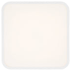 The Granada LED Flush Mount by Access Lighting features a 12″ square-shaped white panel with rounded corners, shown from the front and evenly illuminated against a white background.