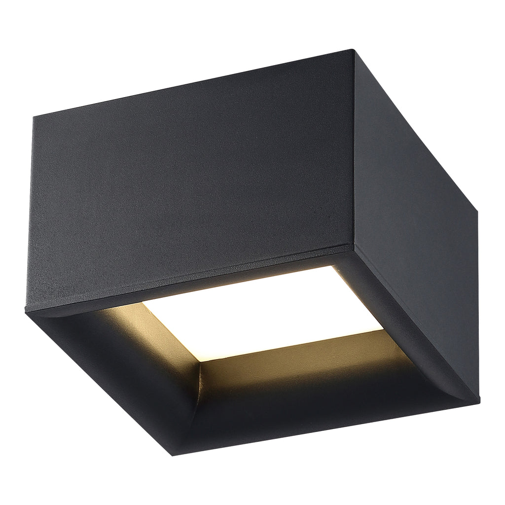 Bloc Dual Voltage LED Flush Mount, Black