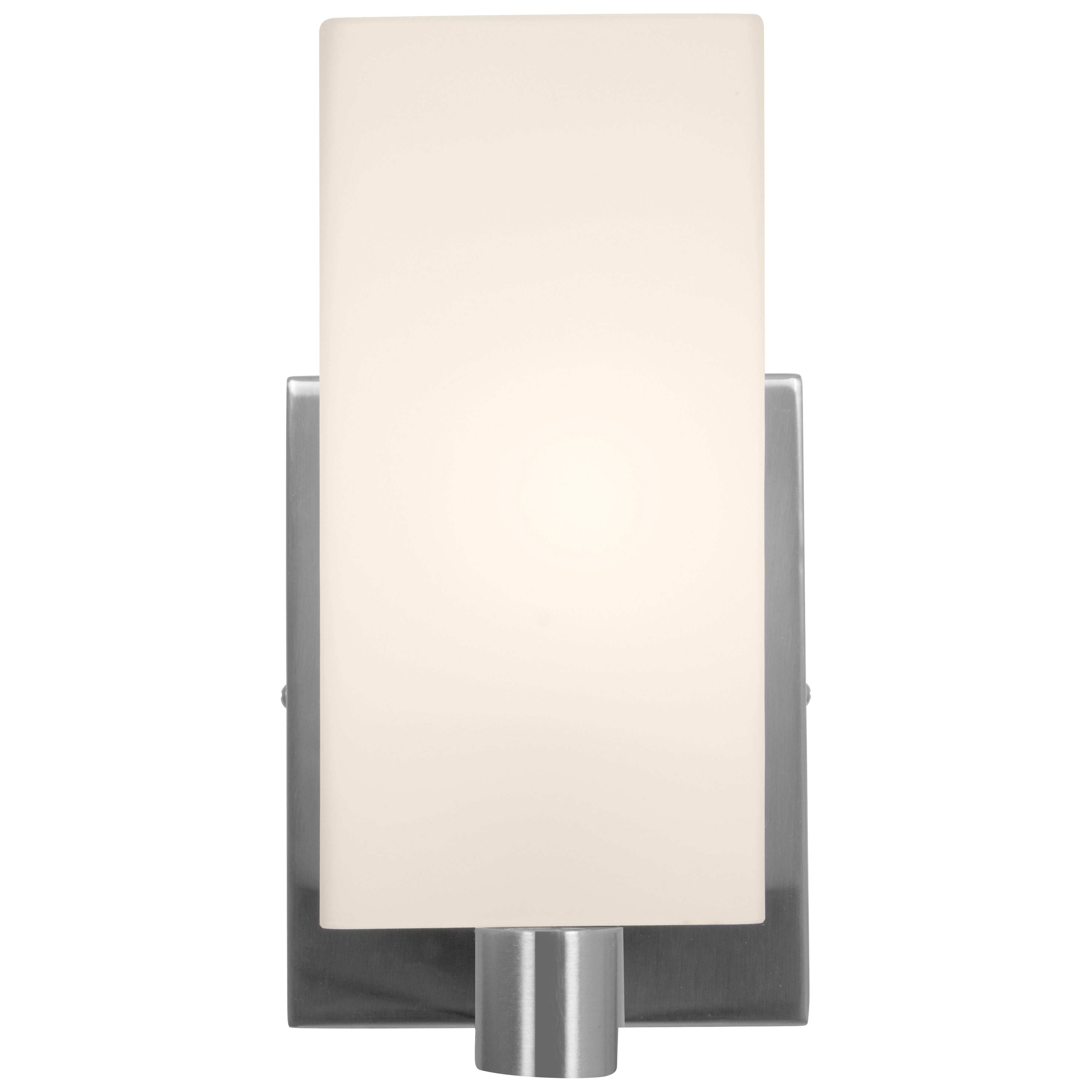 Archi 1 Light LED Wall Sconce & Vanity by Access Lighting, featuring a frosted white glass shade and a brushed metal base, photographed against a white background.